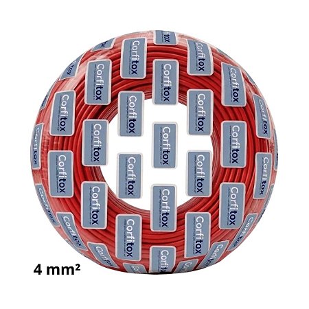 Cabo Flexivel 4mm Atox Vermelho Corfitox - Rolo 100 metros
