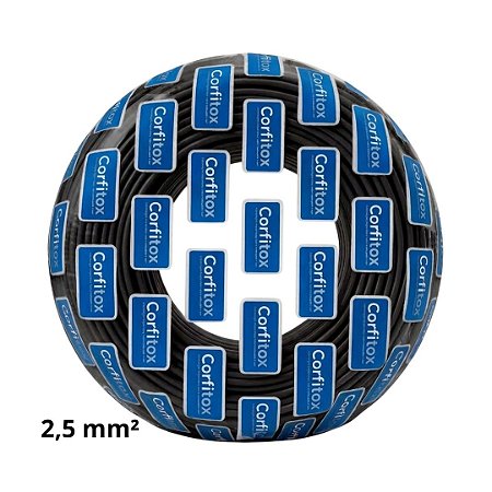 Cabo Flexivel 2,5mm Atox Preto Corfitox - Rolo 100 metros