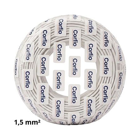 Cabo Flexível 1,5mm Branco 750V Corfio (Rolo com 100m)