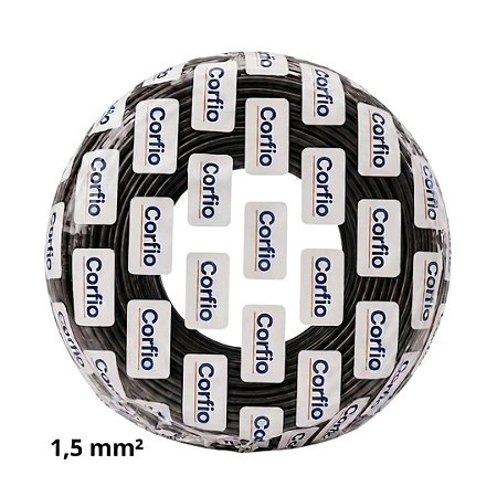 Cabo Flexível 1,5mm Preto 750V Corfio (Rolo com 100m)