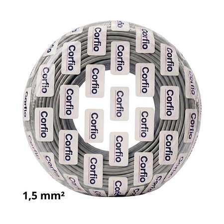 Cabo Flexível 1,5mm Cinza 750V Corfio (Rolo com 100m)