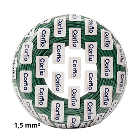 Cabo Flexível 1,5mm Verde 750V Corfio (Rolo com 100m)