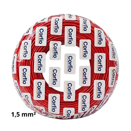 Cabo Flexível 1,5mm Vermelho 750V Corfio (Rolo com 100m)