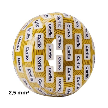 Cabo Flexivel 2,5mm Amarelo 750V Corfio (Rolo com 100m)