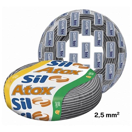 Cabo Flexivel Atox 2,5mm Cinza 100m Sil / Corfio