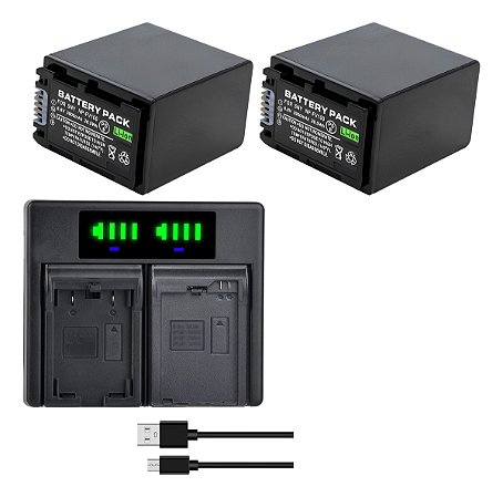kit Carregador + 2 Baterias  Np-Fv100  P/ Sony Hdr-Xr150 Xr550 Sr68 Sr88