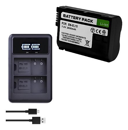 Kit Carregador + 1 Bateria En-el15 Para Nikon D750 D800 D810