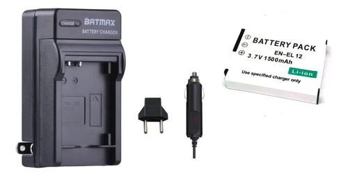 Kit Carregador + Bateria En-el12 Para Nikon AW110 S610C W300
