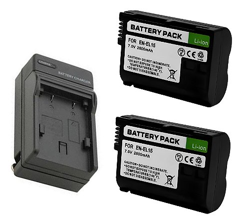 Kit 2 Baterias En-el15 Para Nikon D800E, D810A, D7000, D7100