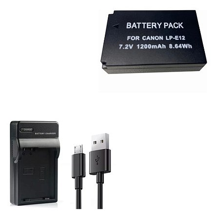 Kit Carregador + Bateria Lp-e12 Para Canon Eos M M2 M50 M100