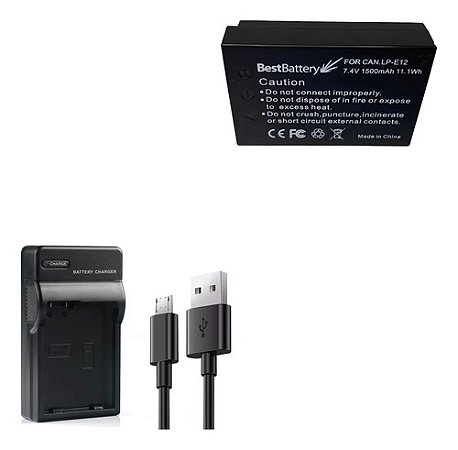 Kit Carregador + Bateria Lp-e12 Para Canon Eos M2 M M50 M100