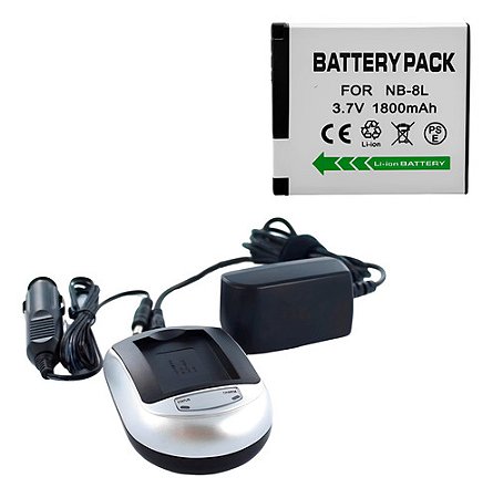 Kit Carregador + Bateria NB-8L Para Canon PowerShot A3150 IS