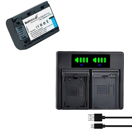Kit 1 Bateria NP-FH50 P/ Sony DSC-HX100V DSLR-A290 A380 A390
