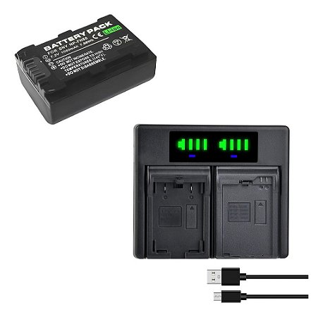 Kit 1X1 Bateria NP-FH50 P/ Sony Alpha HDR-XR100 XR101 XR200