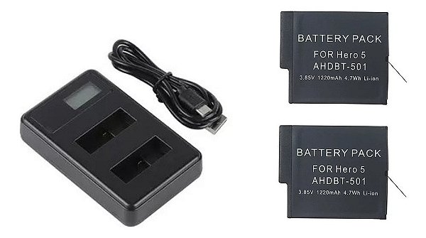 Kit 2  Baterias  AHDBT-501 Para GoPro  Hero 5, 6, 7