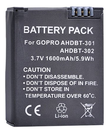 Bateria Ahdbt-301 P/ GoPro Hero 3 Silver White Black Edition