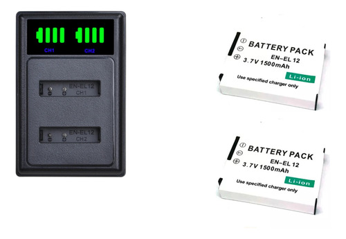 Kit 2 Baterias En-el12 Para Nikon S9900, S9600, S9100, AW120