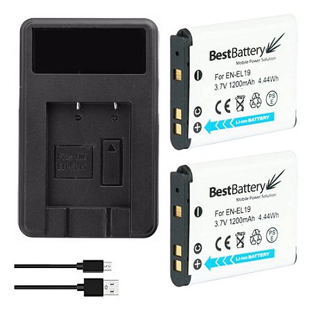 Kit 2 Baterias En-el19 Para Nikon Coolpix S6900, S7000, W100