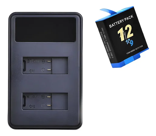 Kit Carregador + Bateria Ahdbt-901 P/ GoPro Hero 9 10 11 12