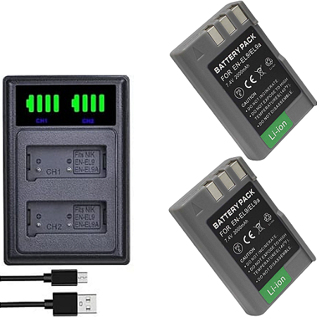 Kit 2 Baterias En-el9 Para Nikon D5000, D3000, D40, D60 D40x