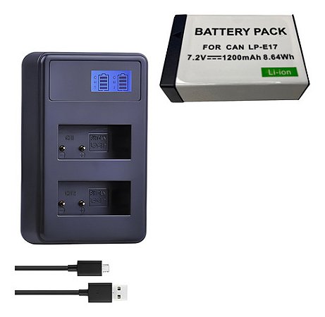 Kit Carregador + Bateria LP-E17 1200mAh 7.2V P/ Canon EOS M3