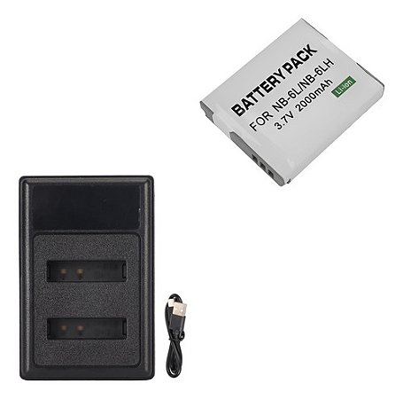 Kit Carregador + Bateria NB-6L Para Canon SD3500IS, SD4000IS