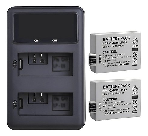 Kit 2 Baterias Lp-e5 Para Canon EOS Rebel XS, T1i, XSi, T2i
