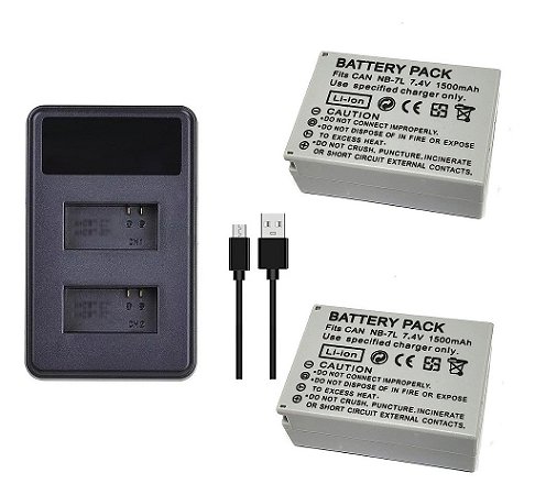 Kit 2 Baterias NB-7L Para Canon PowerShot G10 G11 G12 SX30IS