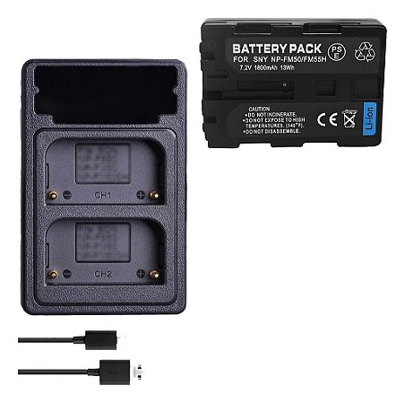 Kit 1 Bateria NP-FM50 P/ Sony Handycam DCR-DVD92 CCD-TRV238E