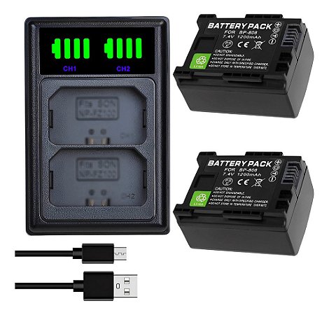 Kit 2 Baterias BP-808 P/ Canon Legria XA30 XA35 XA40 XA45 21