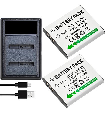 Kit 1x2 Li-50b Para Olympus  Stylus Tough Tg-630 810 820 830