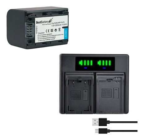 Carregador + Bateria NP-FH70 Para Sony DCR-SR190 SR82C SR82E SR190C