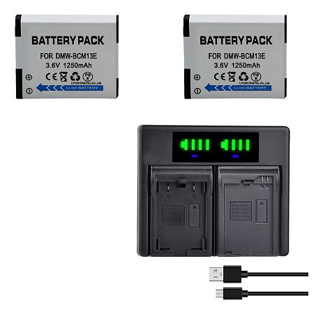 Carregador + 2 Baterias  Dmw-bcm13 Para Panasonic Dmc-tz55 Dmc-tz37 Dmc-tz41 Dmc-tz40