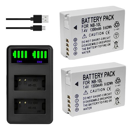 Kit 1x2 Nb-10l Para Canon Powershot G1 G3 X G15 G16 Sx40 Hs