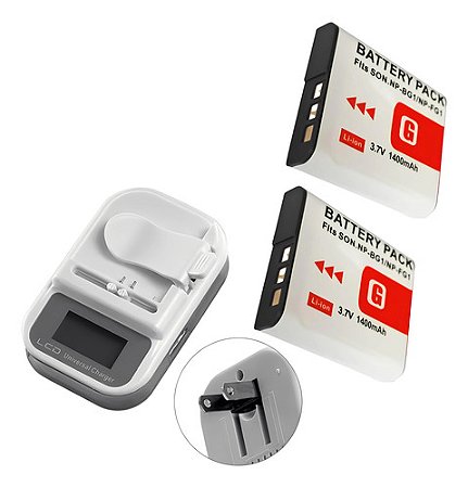 Kit 2 Baterias NP-BG1 3.7V + Carregador Universal LCD Ponto Tech