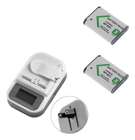 Kit 2 Baterias NP-BX1 3.6V + Carregador Universal LCD Ponto Tech