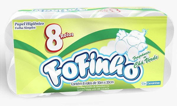 Papel Higiênico Fofinho Folha Simples Pct 8 Rolos Cha Verde