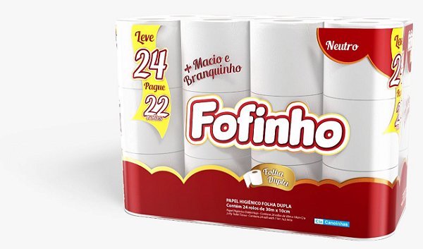 Papel Higiênico Fofinho Folha Dupla Pct 24 Rolos