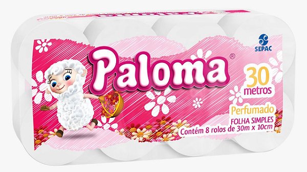 Papel Higiênico Paloma Perfumado Pct 8 Rolos 30 MT