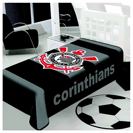Cobertor Raschel Corinthians Solteiro Jolitex K80325002 Preto