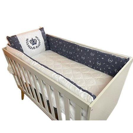 Kit Berço Bordado Coroa Marinho - Branco Surukinha 1530