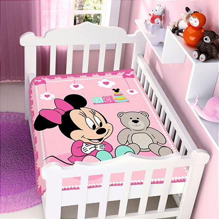 Cobertor Infantil Raschel Rosa Disney Minnie Surpresa Jolitex
