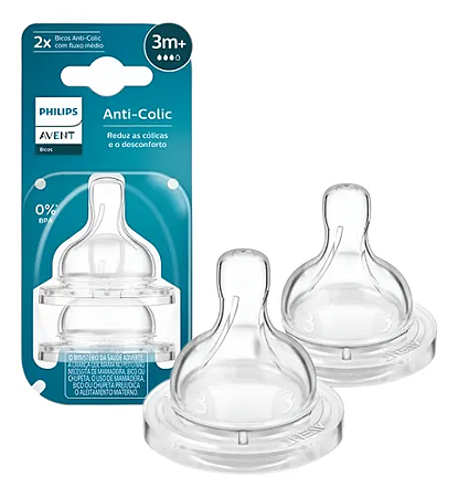 Bico Philips Avent Anticólica 3m+ – Fluxo Médio (2 Unidades)