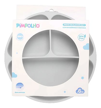 Prato de Silicone Soft com Divisória e Ventosa Pimpolho