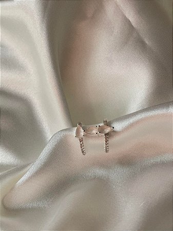 Piercing Fake duas fileiras cravejado e Zircônia Rosê - PRATA 925