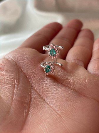 PRATA 925 - Piercing Fake Luxo Turmalina gota