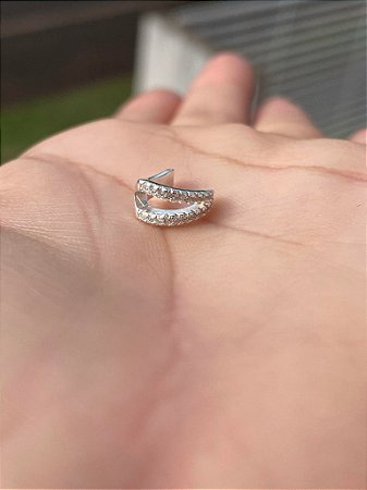 Piercing Fake duas voltar cravejado - PRATA 925