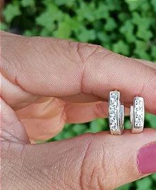 Duo de Argolinha Cravejada com Zircônia - PRATA 925