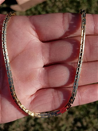 Colar elos retangulares - Banho de Ouro 18k