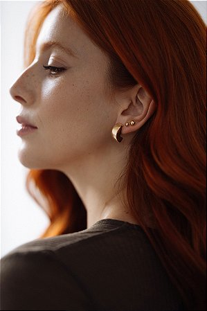 Brinco Meia Argola Grossa Banho Ouro 18 k